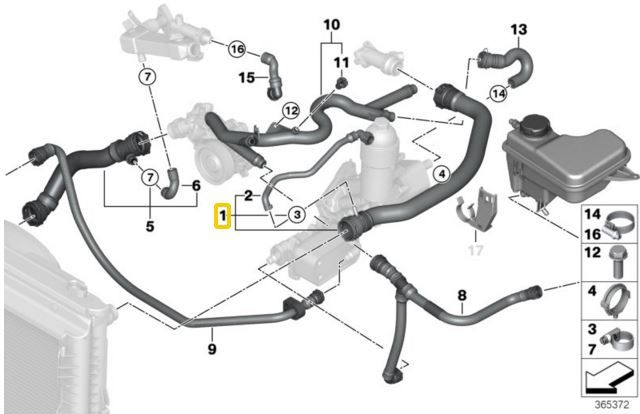 BMW E60 vízcső 25d 30d 35d - 17127787449