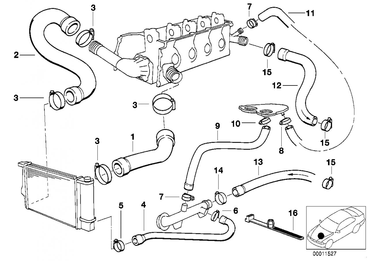 BMW E36 E34 vízcső 316i 518i- 11531247915