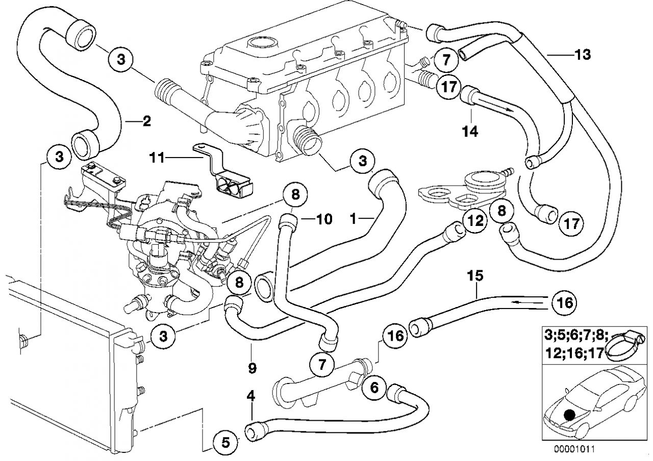 BMW E36 vízcső 316i 318 i - 64211387010