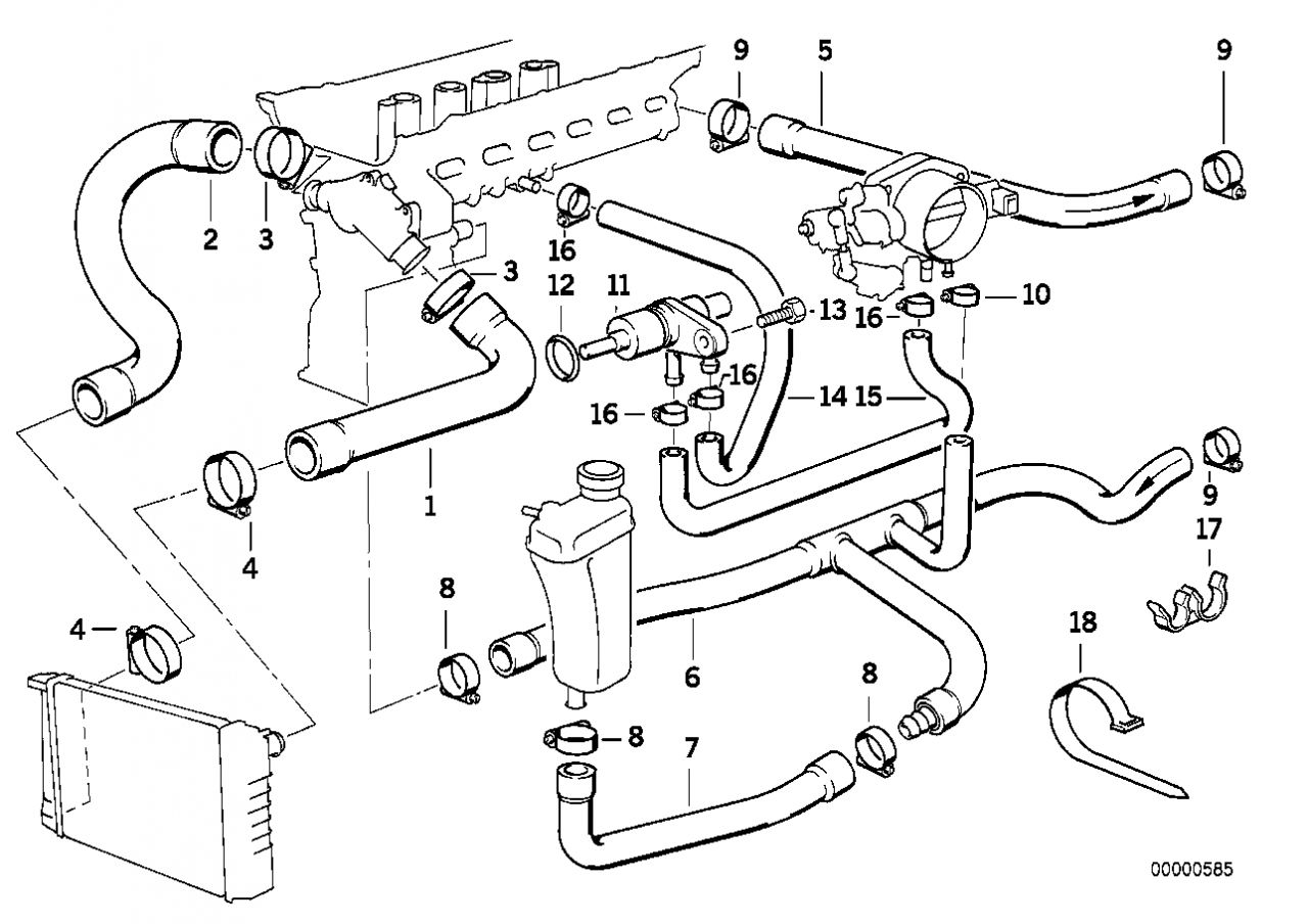 BMW E36 vízcső 320i 323i 325i 328i - 11531708499