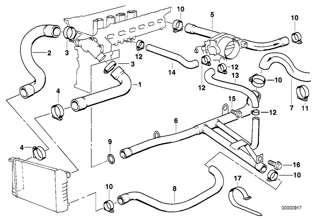 BMW E36 vízcső 320i - 11531703845