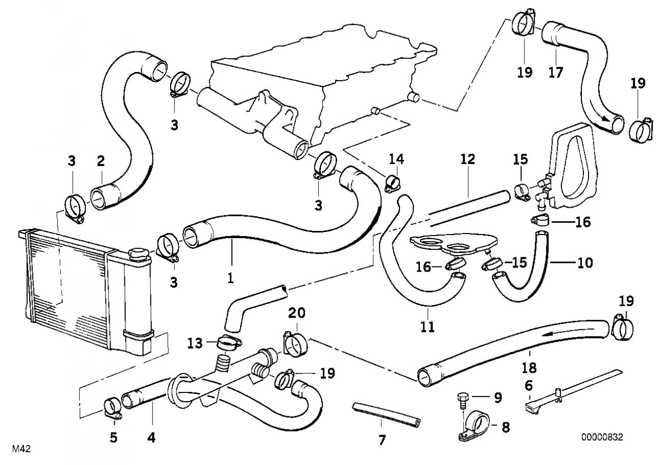 BMW E36 vízcső 318i 318is 318ti - 11531739551