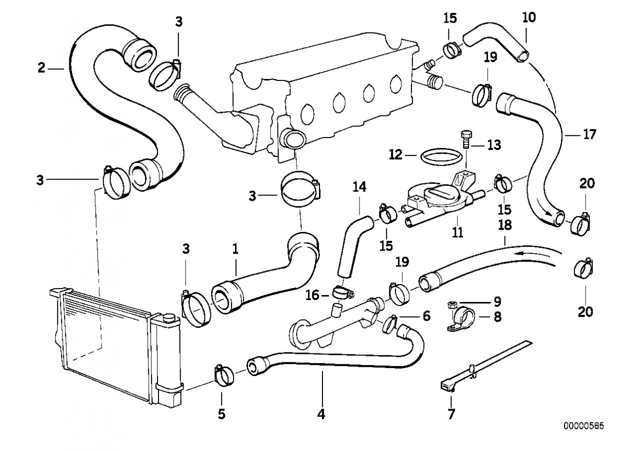 BMW E36 vízcső 316i 318i - 11531727448