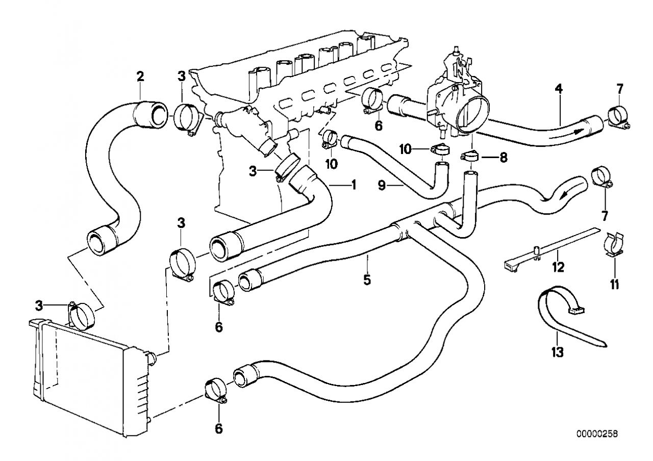 BMW E34 vízcső 5.20i-5.25i-5.25ix - 11531720678