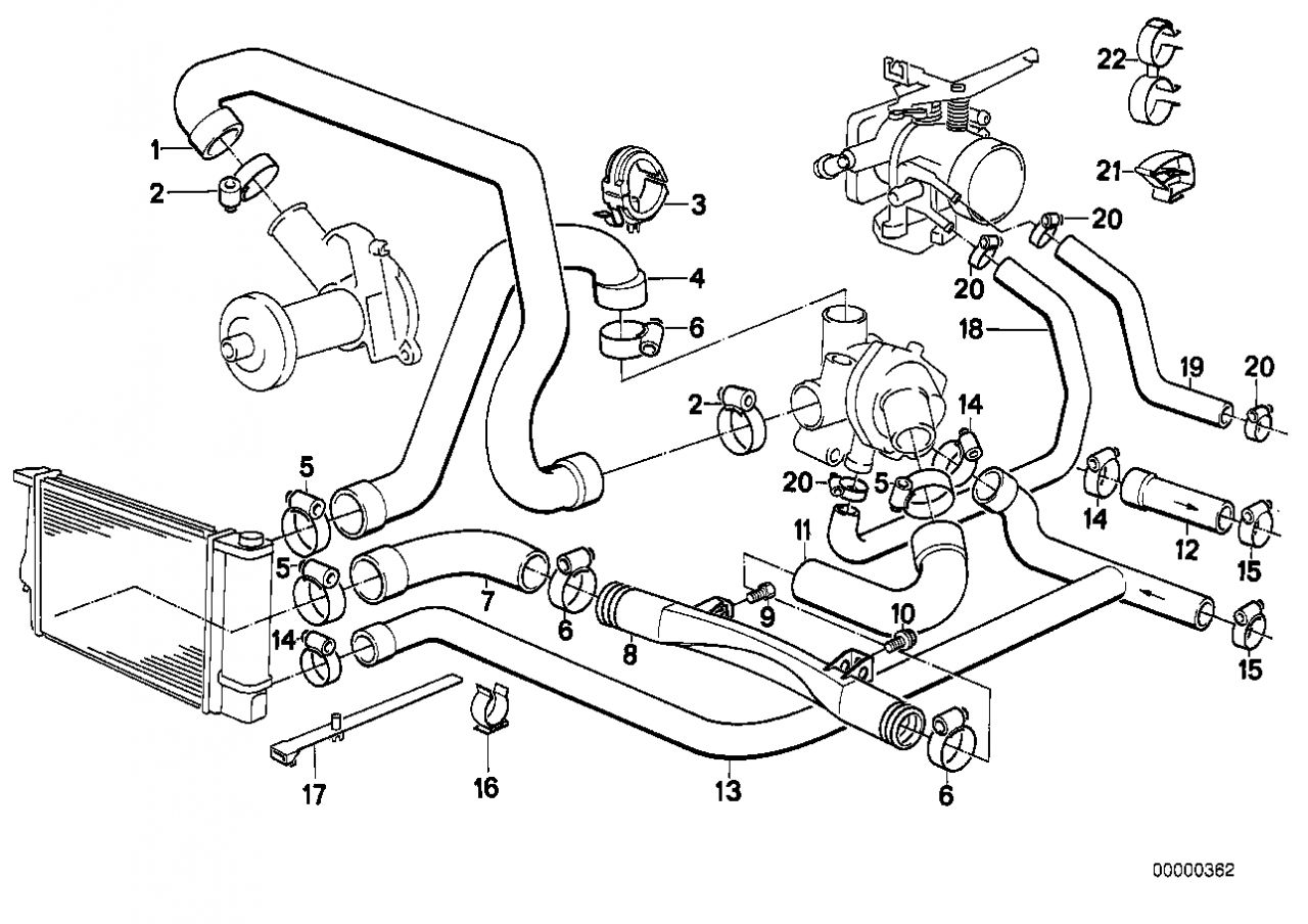 BMW E34 vízcső 5.20i-5.25i - 11531722486