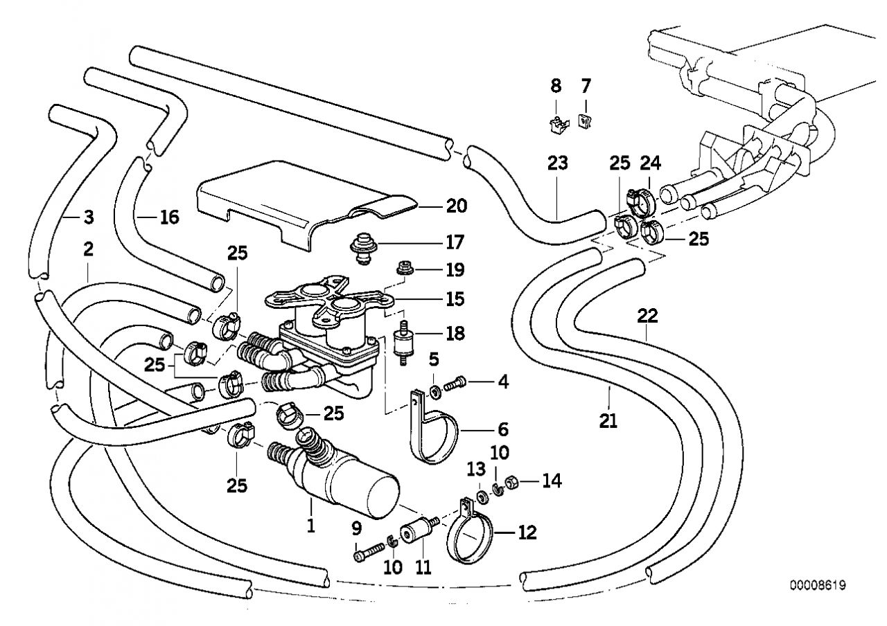 BMW E34 vízcső 5.18i-5.20i-5.25i-5.30i - 64211384746