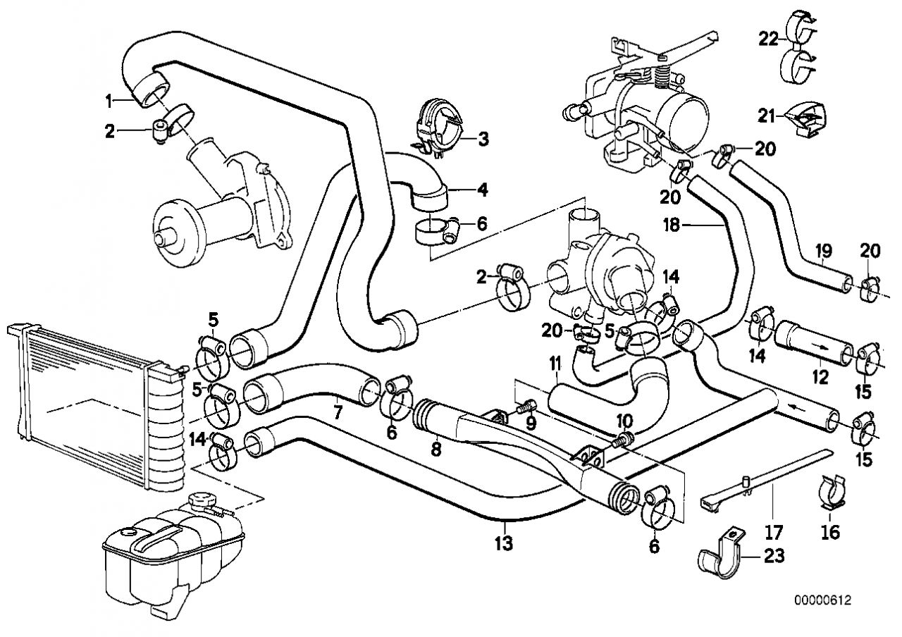 BMW E34 vízcső 3.20i-3.25i-3.25ix5.20i-5.25i - 11531287651