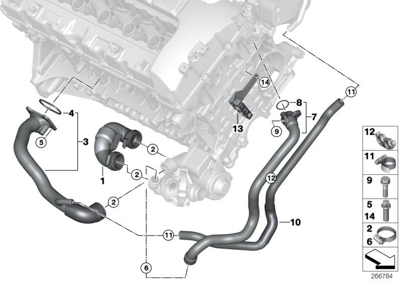 BMW E60 vízcső 5.35i-5.35xi - 11537566329