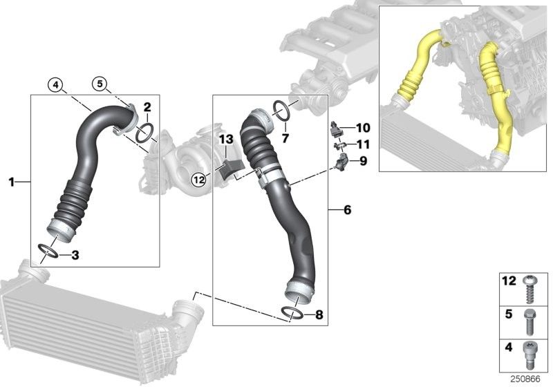 BMW X5 X6 turbócső - szívósor és az intercooler között lévő felső gumicső - 11618506079 - 30d 35d BMW X5 X6 turbócső - szívósor és az intercooler között lévő felső gumicső - 11618506079 - 30d 35d